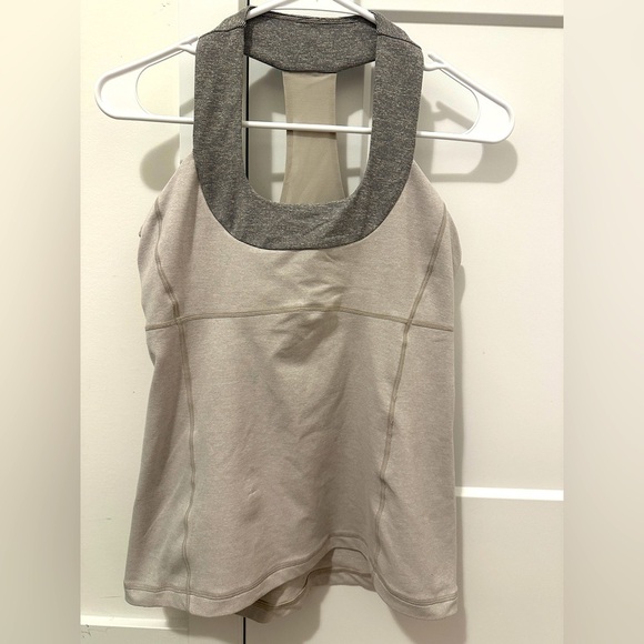 Lululemon Vintage Grey White Halter Workout Tank Top Size 8 Women’s Y2K - Picture 1 of 12